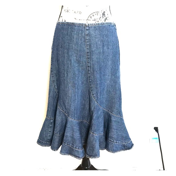 denim fit and flare skirt